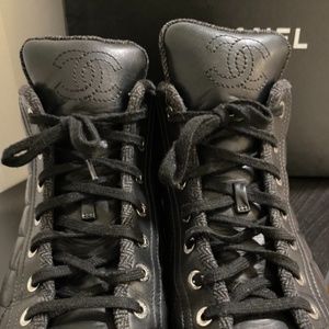 Chanel Quilted Lambskin High Top Sneaker